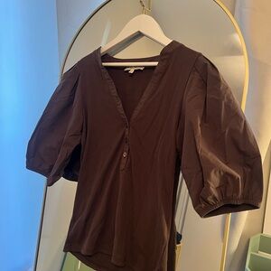 Brown Puff Sleeve Top